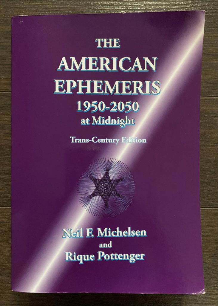The cover of a book: The American Ephemeris for 1950-2050 at Midnight by Neil. F. Michelsen & Rique Pottenger